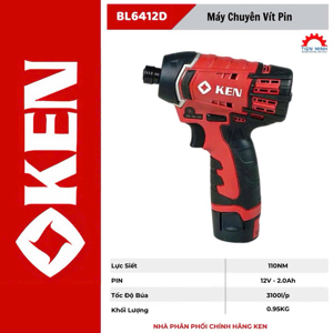 Máy bắt vít động lực dùng pin KEN BL6412D