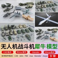 Máy bay chiến đấu không người lái C4D, máy bay tấn công tàng hình, mô hình 3D Blender Rhino FBX/3D