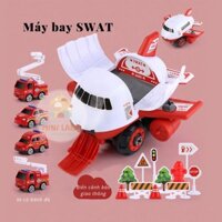 Máy bay cứu hỏa SWAT (kèm bộ phụ kiện ô tô, biển báo giao thông)