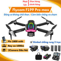 Máy Bay Flycam Camera 4K F199 Pro, Drone Mini Điều Khiển Từ Xa 4 Cánh Cảm Biến Chống Va Chạm, Bay 20 Phút, Xa 1000m