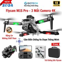 Máy Bay Flycam S2S, Play Cam Drone M1S 3 Camera 4K Động Cơ Không Chổi Than, Cảm Biến Tránh Vật Cản, Kết Nối Điện Thoại