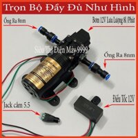 Máy bơm 12v tăng áp lực nước tự động ngắt - bơm phun sương 12v Kèm Chiết Áp và Jack Cắm