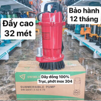 Máy bơm chìm, Bơm tõm 750W cổ 25 (1HP) dây đồng 100% Swirls - Bảo hành 1 năm, Máy bơm nước chìm, Bơm thả chìm