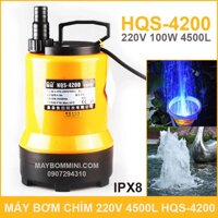 Máy bơm chìm hồ cá hòn non bộ thác nước 220V 100W 4500L HQS-4200