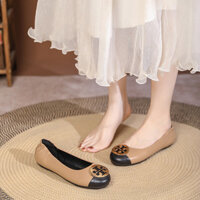 Máy bơm cuộn trứng phẳng Tb Giày mũi tròn da thật