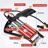 Máy Bơm Hơi Bánh Xe, Lốp Xe Với 2 Ống Hơi To Giúp Tiết Kiệm Thời Gian Và Lực Bơm Dễ Đạp Dễ Xếp Gọn.