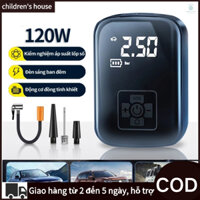 Máy Bơm Hơi Bánh Xe Ô Tô- Máy bơm oto, xe máy không dây tặng kèm dây sạc-Có Màn Hình LED Hiển Thị Điện Áp