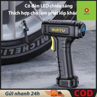 máy bơm hơi lốp ô tô,Máy Bơm Lốp Mô Tô Xe Máy Mini SUITU Dùng Pin Cầm Tay Thông Minh Tự Động Ngắt Theo Áp Suất