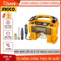Máy bơm hơi lốp xe dùng pin INGCO CACLI2002 20V, kèm 1 đầu nối tròn, nối bơm bánh xe nối hơi, chưa bao gồm pin sạc