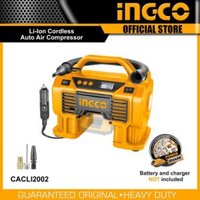 Máy bơm hơi lốp xe dùng pin INGCO CACLI2002 20V, kèm 1 đầu nối tròn, nối bơm bánh xe nối hơi