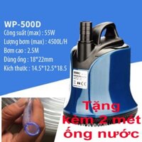 Máy bơm hút cặn đáy hiệu SOBO Wp-500D công suất 55W sử dụng cho hồ cá cảnh, hòn non bộ + Tặng kèm 2 Mét ống nước