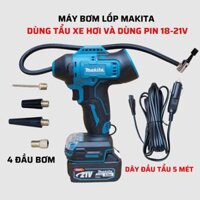 Máy bơm lốp ô tô dùng pin MAKITA phổ thông 18-21V, có cổng kết nối đầu tẩu ô tô, máy bơm hơi không dây đa năng