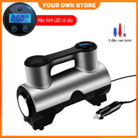 Máy bơm lốp xe điện cầm tay công suất lớn 12V cho ô tô với đèn LED tích hợp