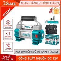 Máy bơm lốp xe ô tô TOTAL TTAC2506 Dụng cụ kiểm tra hơi lốp xe 12V, dòng điện định mức 18A, nén khí nhiều công dụng