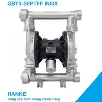 Máy bơm màng khí nén QBY3-50PTFF thân Inox 304. Bơm dung môi, hóa chất, thực phẩm, nước thải, sơn...