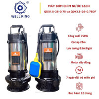 Máy bơm nước chìm 750W (1HP) Cánh, thân Inox 304 Well King - Bảo hành 1 năm, Bơm tõm, bơm thả chìm