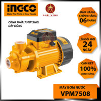 Máy bơm nước INGCO VPM7508 Máy bơm tăng áp 750W 1HP, chiều cao bơm 52m, độ hút sâu 8m, mô tơ dây đồng tăng áp lực