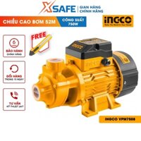 Máy bơm nước tăng áp INGCO VPM7508 750W (1HP), chiều cao bơm 52m, độ hút sâu 8m, mô tơ dây đồng tăng áp lực - XSAFE