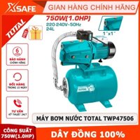 Máy bơm nước TOTAL TWP47506 750W(1.0HP) motor dây đồng, cánh quạt thép không gỉ, dây cáp dài 0.3m - Chính hãng