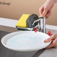 Máy bơm xà phòng đĩa POKINGE, 360°Xoay Bền Trong Bồn Rửa Hộp Đựng Xà Phòng, Bát Xà Phòng Bồn Rửa Đầu Báo Chí Có Giá Để Đồ ABS Tay Loại Bấm Nhà Bếp Xà Phòng Chai Giặt