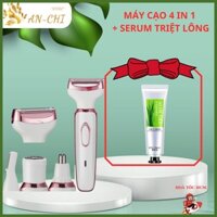 Máy cạo lông vùng kín 4 in 1, cạo lông mặt, máy tỉa lông mày êm ái, tặng gel nha đam, Anchi Beauty