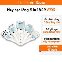 Máy Cạo Lông Vùng Kín VGR 5 Chức Năng Làm Sạch Da, Massage Mặt, Nhổ Lông, Cạo Lông Tay Chân Bikini, Chà Gót Chân V703
