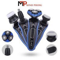 Máy cạo râu 3 ĐẦU SHAVER 4D đa năng 4in1 với 3 đầu nổi R4D, cạo râu, tỉa lông mũi, máy cạo khô cho nam mịn màng