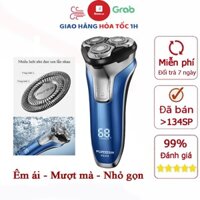 Máy cạo râu 3 lưỡi FLYCO FS375, dao cạo râu chống nước, có đèn LED hiển thị phần trăm pin  (màu xanh nước biển)