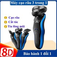 Máy cạo râu 3 trong 1 8D SHAVER tích hợp cạo râu, cắt tóc, tỉa lông mũi giúp bạn dễ dàng làm đẹp tại nhà