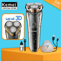 Máy cạo râu 3D lưỡi nổi Kemei KM-9013 chống thấm nước IPX4 có đèn led thông minh cạo khô và ướt máy cạo râu chính hãng