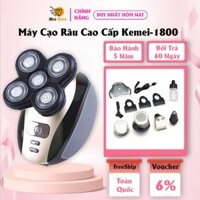 MÁY CẠO RÂU KM 1800 - Máy Cạo Khô 4 in 1 kèm Cạo Râu, Tỉa lông mũi, cắt tóc, massage mặt , Đầu rửa mặt cao cấp