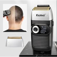 Máy cạo râu lưỡi kép 3 mức tốc độ Kemei KM-2026 màn hình LCD, công suất 5w mạnh mẽ, có lưỡi dự phòng, có thể fade trắng