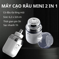 Máy cạo râu mini 2 in 1, máy cạo râu đa năng kèm tỉa lông mũi nhỏ gọn cạo sát chân râu sạch sẽ