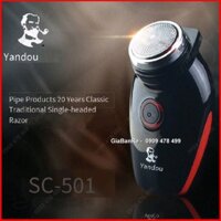 MÁY CẠO RÂU PIN SẠC YANDOU SC501 LƯỠI XOAY - KÈM BAO DA - ĐEN ĐỎ - 3125A