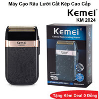 Máy Cạo Râu Tông Đơ Lưỡi Cắt Kép KEMEI KM-2024 SẠC USB Thông Minh có tặng 1 đầu thay thế