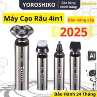 Máy cạo râu yoroshiko Nhật bản hàng cao cấp 4in1, Bản màu Bạc, chống nước chuẩn IPX7 Bảo hành 24TH