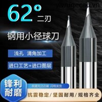 Máy cắt bóng đường kính vi mô Sử dụng thép 62 độ Dao phay thép vonfram Lớp phủ 2 lưỡi Dao phay hợp kim Thép không gỉ Sử dụng R0.05-0,45