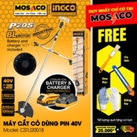 Máy cắt cỏ dùng pin 40V INGCO CSTLI20018 Kèm 1 bánh cước cắt cỏ và 1 lưỡi cắt cỏ 3T, Chiều dài cần 5m - MOSACO