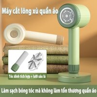 Máy cắt lông xù quần áo 2 in1 - Máy cắt lông xù áo len kiêm con Lăn làm sạch quần áo len dạ Sạc USB tiện dụng
