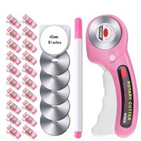 Máy cắt quay 45mm với 5 lưỡi dao thay thế, Kẹp may và đánh dấu vải cho vải may DIY và chăn giả da