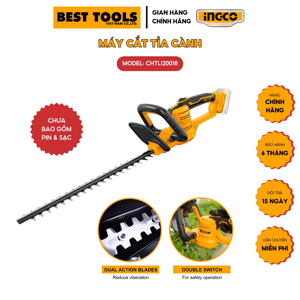 Máy cắt tỉa cành hàng rào dùng pin (chỉ thân máy) Ingco CHTLI20018