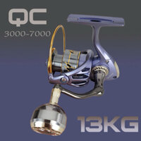 Máy câu cá đứng QC tay quay độ núm tròn có size từ 3000-4000-5000-6000-7000 thích hợp câu lure ,câu lăng xê ,câu lục
