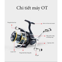 Máy câu cá OT tay quay đôi cân bằng có size từ 2000 đến 7000 thích hợp câu lure ,lăng xê ,câu lục