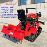 Máy cày bánh xích ngồi lái công nghệ Nhật bản, có thể xúc ủi san lấp mặt bằng trong phạm vi nhỏ