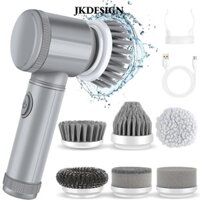Máy chà sàn quay điện JKDESIGN LA1, Tay cầm mở rộng có thể điều chỉnh Máy chà sàn quay không dây, 6 đầu bàn chải có thể thay thế hữu ích Bàn chải làm sạch năng lượng