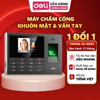 Máy Chấm Công DELI Máy Quét Vân Tay Và Nhận Dạng Khuôn Mặt - Hỗ Trợ Tiếng Việt, Báo Cáo Excel, Quản Lý Quyền Truy Cập
