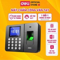 Máy Chấm Công Deli Quét Vân Tay, Nhận Diện Gương Mặt Máy Chấm Công Có Tiếng Việt Kết Nối USB Báo Cáo Bằng File Excel