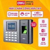 Máy Chấm Công Quét Vân Tay Deli Mẫu Mới Nhất - Có Tiếng Việt Màn Hình 2.4 Inch Kết Nối USB Báo Cáo Excel Thông Minh