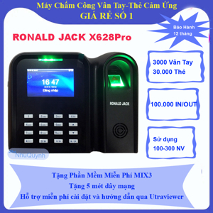 Máy chấm công vân tay + thẻ cảm ứng Ronald Jack X628 Pro