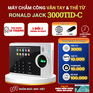 Máy chấm công vân tay và thẻ cảm ứng Ronald Jack 3000TID-C
